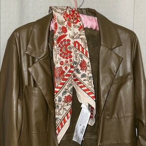 MANGO Kerchief Floral Ecru Square Red Scarf